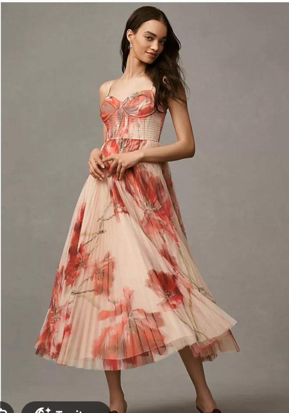 Anthropologie Hutch Brianna Sleeveless Bustier Pleated Tulle Maxi Dress Medium